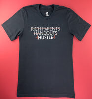Black hustle lifeline short sleeve tee shirt. No rich parents. No handouts. Hustle.  